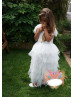 Cap Sleeves Ivory Ruffled Flower Girl Dress